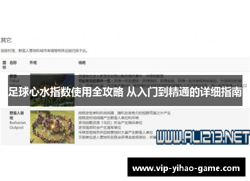 足球心水指数使用全攻略 从入门到精通的详细指南